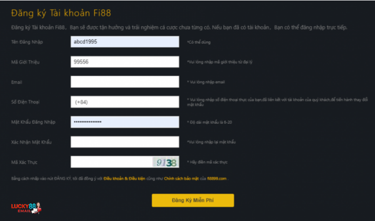 Nếu cần hỗ trợ về việc đăng ký, đăng nhập hãy liên hệ email Fi88