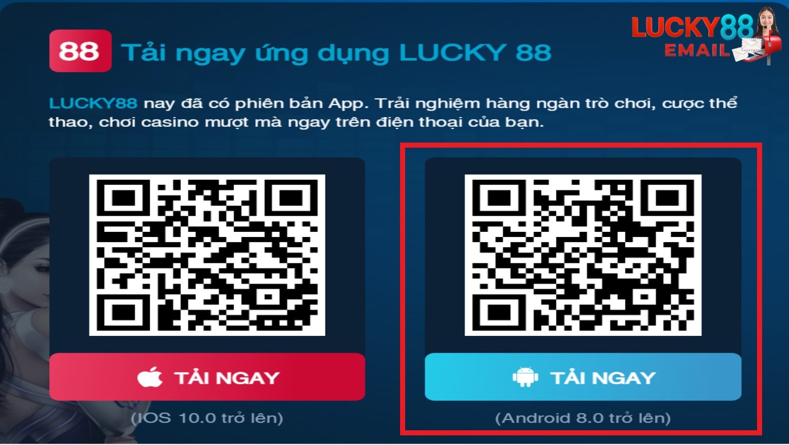 Tải app Lucky88 trên hệ điều hành Android